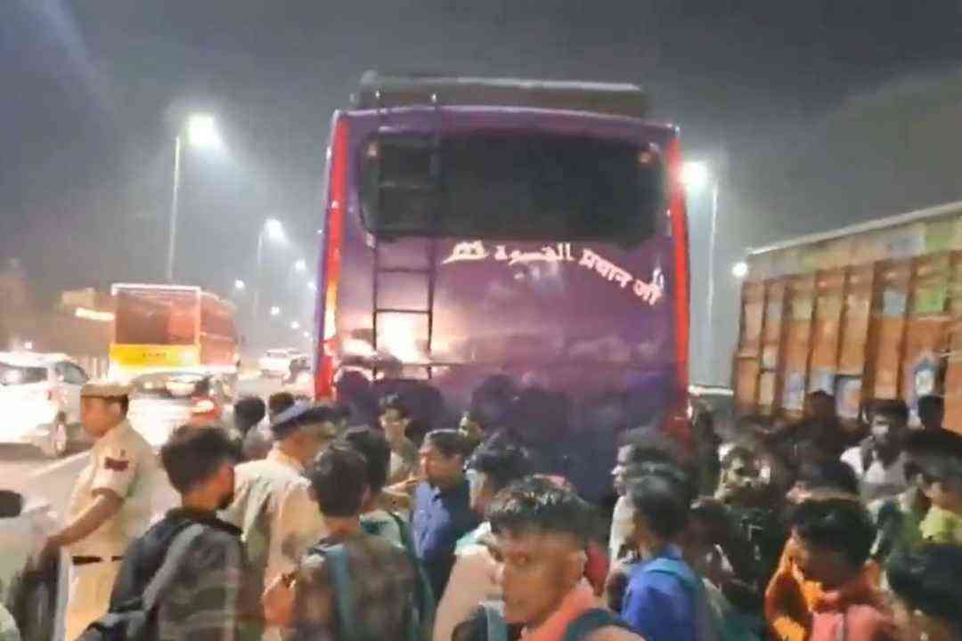 300 people were crammed in a private bus, they were going home for Diwali, the bus caught fire on the way, causing a stir