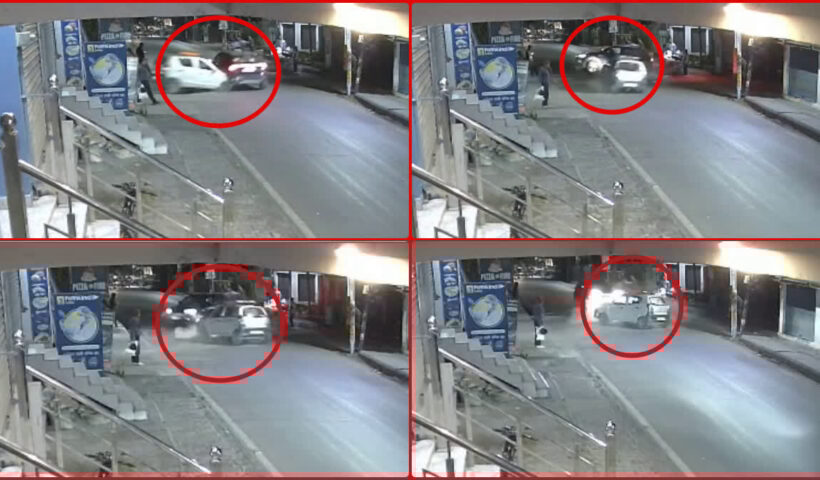 Two cars collided violently, three people were injured, there was a fight between the car riders