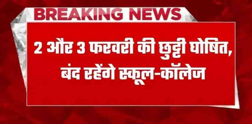 Schools and colleges will remain closed on 2nd and 3rd February, holiday announced