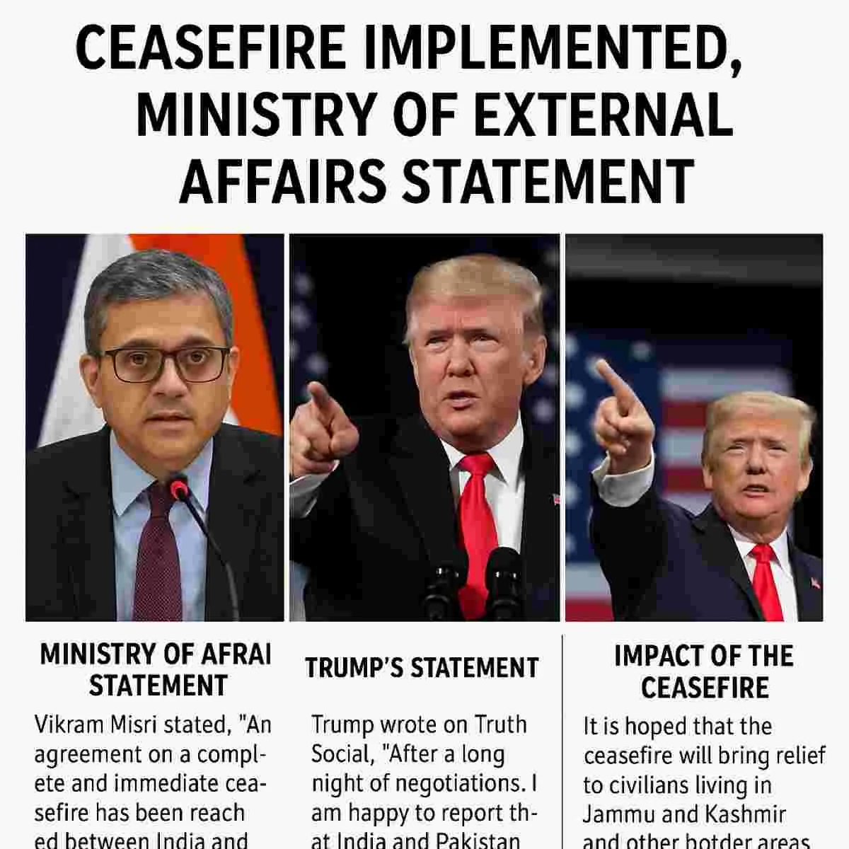 Ceasefire implemented between India and Pakistan, Foreign Ministry confirms