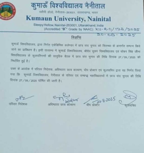 छात्र संघ चुनावों की तिथियां तय,छात्र नेताओं में उत्साह 1 Screenshot 2025 0820 181058