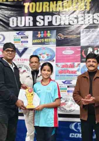 Aradhya Sharma from Almora gave an excellent performance in the table tennis competitions.