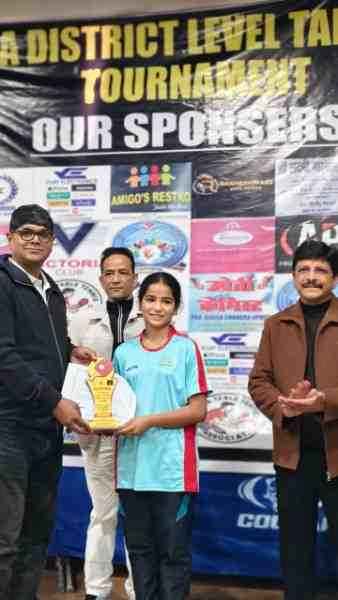 Aradhya Sharma from Almora gave an excellent performance in the table tennis competitions.