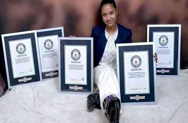 17 year old janhvi learned skating from youtube holds 11 guinness world records