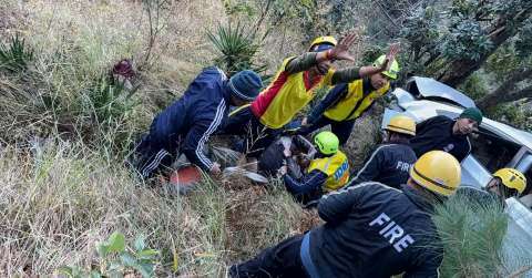 car-falls-into-gorge-sdrf-cuts-vehicle-to-save-driver-in-almora