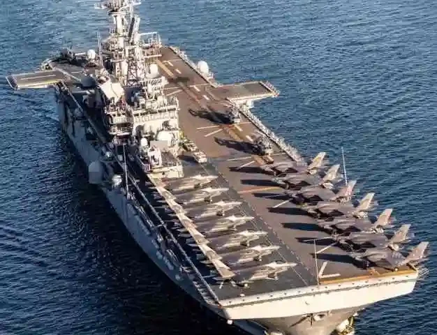 Iran claims attack on American aircraft carrier USS Tripoli LPG tanker stuck in Hormuz Strait