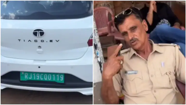 Police found smoke from electric car, issued pollution challan after argument